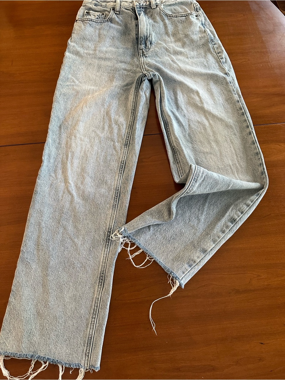PacSun High Rise Straight Leg Jeans Women’s Size 26 Light Wash Raw Hem 26x28